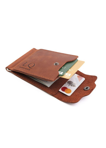 Зажим с отделами для кредитных карт на кнопке, матовая кожа Crazy Horse (Рыжий) LQ 602160 (278649320)