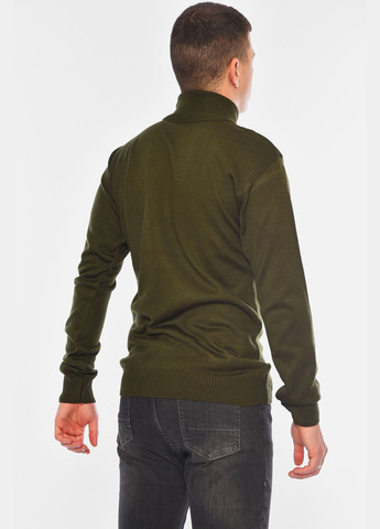 Темно-зеленый демисезонный свитер мужской однотонный тёмно-зеленого цвета пуловер Let's Shop