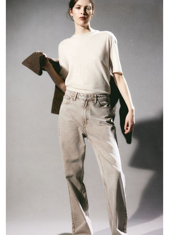 Жіночі широкі надвисокі джинси Н&М (57171) W36 Світло-бежеві H&M - (294639367)