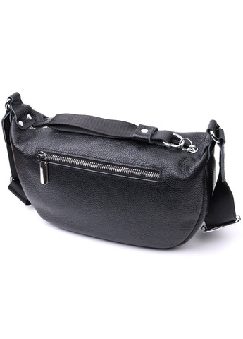 Шкіряна сумка жіноча через плече з незвичайним бігунком брелоком 22615 Чорна Vintage (297993086)
