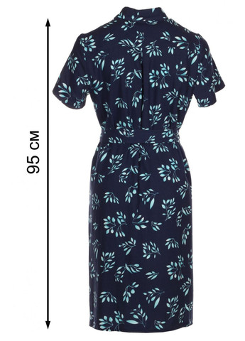 Синее повседневный платье-рубашка в бирюзовые веточки (ll142251363) LadyLike