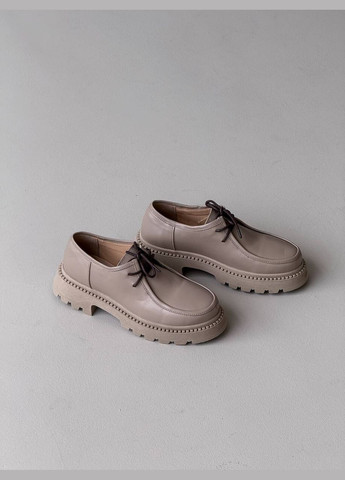 No Brand Стильні жіночі туфлі бежевий з натуральна шкіра, — демісезон (325216584)