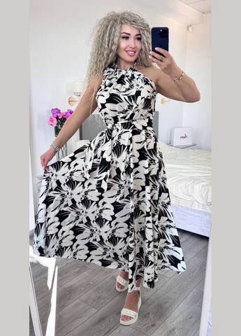 Чорно-білий кежуал сукня No Brand з квітковим принтом