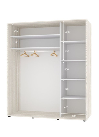 Шкаф-купе двухдверный Комфорт Мебель 170*60*240 см Дуб Беленый 2 двери Зеркало Стандарт Комфорт Меблі (360429705)