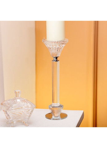 Підсвічник скляний на ніжці 6×21.3 см прозорий декоративний підсвічник на стіл HP-4-12L Yiwu (370973883)