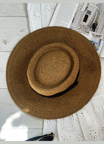 Плетеная шляпа темный беж с черной лентой 55-58р (838) No Brand (335092499)