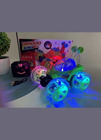 Машина Перевертыш радиоуправляемая трюковая со светящимися колесами 18 см Зеленая (3048) No Brand (305073628)