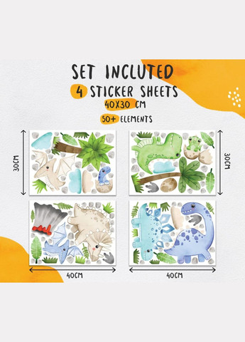 Вінілова інтер'єрна на стіну, шпалери та інші поверхні "Маленькі динозаври" Кавун наклейка (316189875)