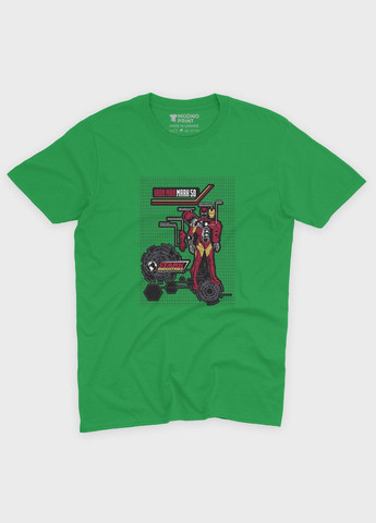 Зеленая демисезонная футболка для девочки с принтом супергероя - железный человек (ts001-1-keg-006-016-014-g) Modno