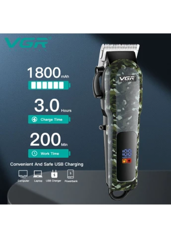 Машинка-триммер V-665 беспроводная, титановые лезвия, XPRO (44240-V-665_521) VGR (392925322)