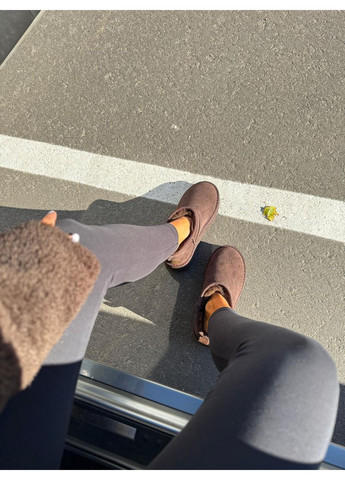 Жіночі уггі шоколад натуральна замша коричневі на хутрі теплі зимові на високій підошві замшеві No Brand (367954631)