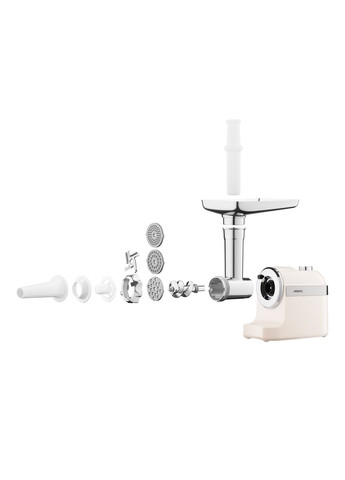 М'ясорубка, 1800Вт, 2кг/хв, 3 решітки, насадка для ковбас, кеббе, пластик, бежево-сріблястий Ardesto (315604237)