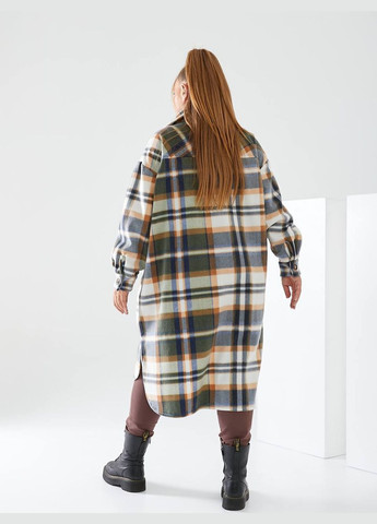 Оливковковая (хаки) повседневный рубашка в клетку Liton с длинным рукавом