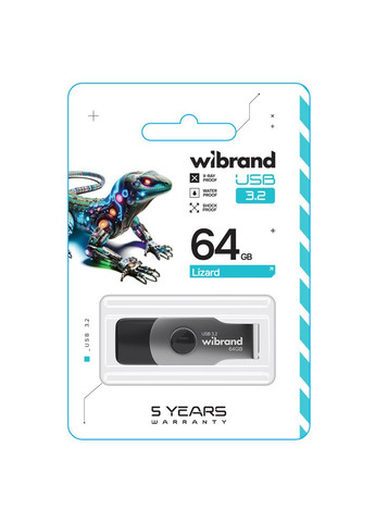 Флеш-накопитель USB 3.2 Gen1 64GB Black (WI3.2/LI64P9B) Wibrand Lizard (362669924)