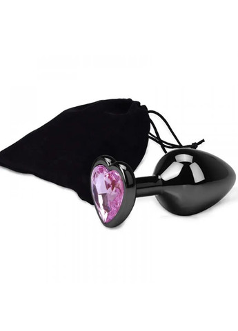 Анальная пробка металлическая Black Heart-Plug L 4,1 см диаметр с камнем медицинская сталь No Brand (303907672)