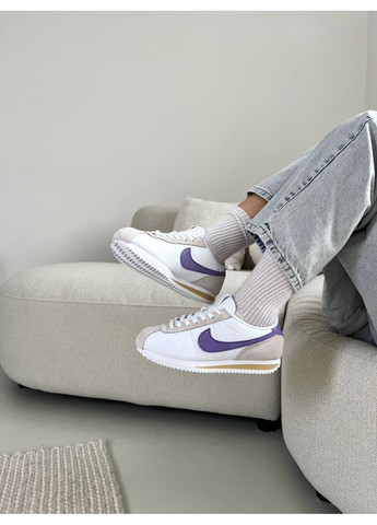 КРОСІВКИ ЖІНОЧІ NIKE CORTEZ WHITE VIOLET НАЙК КОРТЕЗ No Brand білі демісезони (368862203)