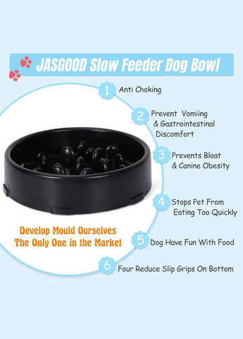 Миска для повільного годування собак чорна 20х19х5 см Ecotoys (270365795)