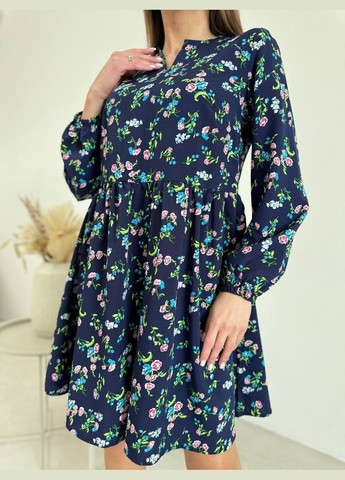 Синя повсякденний жіноча сукня в квіточку софт No Brand з квітковим принтом