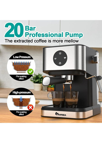 Кофемашина IAGREEA Espresso 20 Бар | Полуавтоматическая эспрессо-машина с капучинатором Кофеварка для дома, латте, капучино China (354827640)