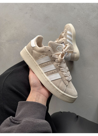 КРОССОВКИ ЖЕНСКИЕ ADIDAS CAMPUS BEIGE / WHITE АДИДАС КАМПУС No Brand белые демисезоны (367170968)