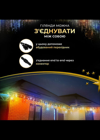 Гірлянда Бахрома вулична 390 LED 20 метрів чорна, мультиколор GarlandoPro (324070621)
