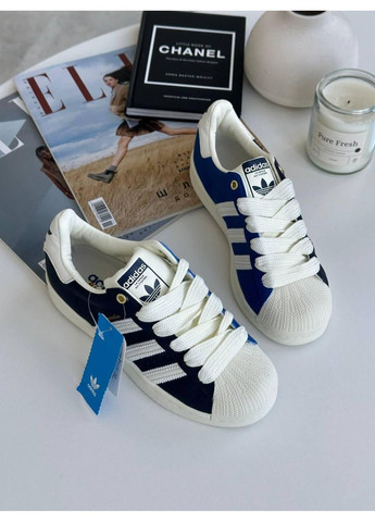 Білі Осінні кросівки чоловічі adidas superstar navy blue адідас суперстар No Brand
