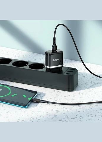 Адаптер зарядний пристрій Type-C to Type-C - Victorious single port charger set N24 чорний набір Hoco (302833496)