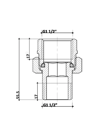 Сгон-американка Standart 1 1/2" ВН никель, прямой TAS190W40 Thermo Alliance (397096667)