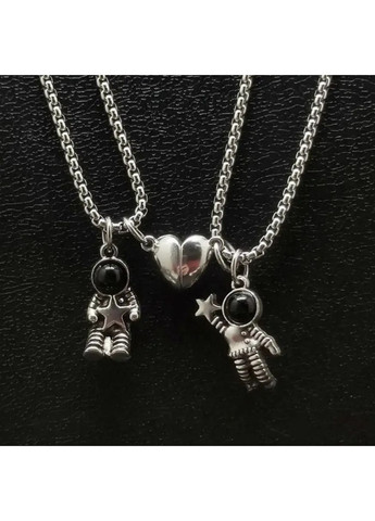 Парні намиста 2 шт сріблясті для чоловіків і жінок, кулон магнітний космонавт «Космічна любов» No Brand (364191263)