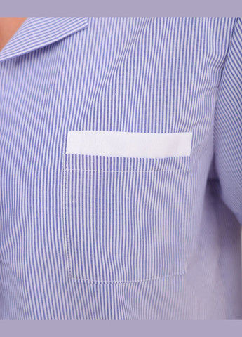 Синя всесезон піжама жіноча бавовняна сорочка і шорти синя смужка Maybel