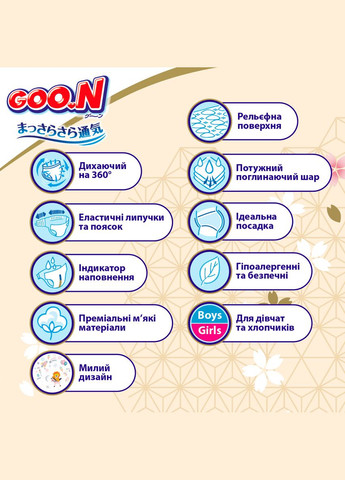 Подгузники на липучках Premium Soft размер 5/XL (12-20 кг), 40 шт. Goo.N F1010101-150 (327223347)