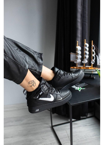 КРОСІВКИ ЖІНОЧІ NIKE AIR FORCE HIGH BLACK НАЙК АІР ФОРС 1 ПРЕМІУМ No Brand чорні демісезони (367171176)