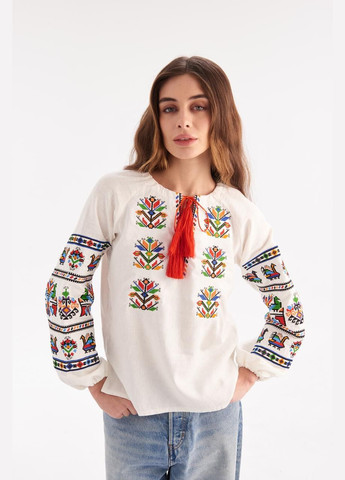 Біла жіноча вишиванка "подільська" MEREZHKA візерунок орнамент льон (315731897)
