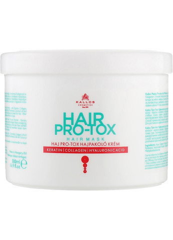 Маска для волос с кератином, коллагеном и гиалуроновой кислотой Pro-Tox Hair Mask 500ml (143783-27966) Kallos Cosmetics (368623832)