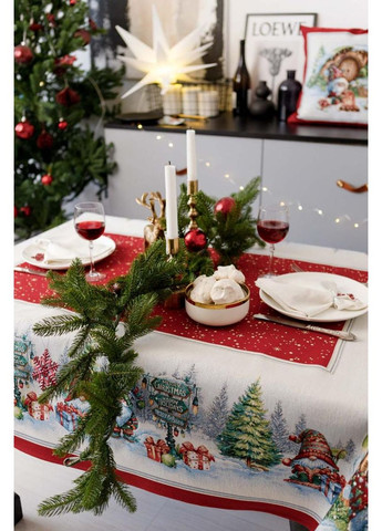Скатерть гобеленовая Рождественский костер 135х260 см Прованс (366969961)