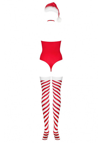 Красный демисезонный комплект новогодний - боди с чулками kissmas teddy Obsessive