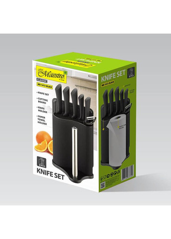 Набір ножів з обробною дошкою MR-1413-BLACK, 8 предметів Maestro чорний,