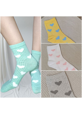 Жёлтые носки женские, украина, высокие, с сердечками, демисезонные, размер 36-41 MiLeSKoV сердечки (370693595)