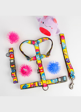 Повідець для собак нейлоновий Nylon, малюнок "Мохнаті монстри",, Ш 15 мм, Дов 122 см WAUDOG (326836399)