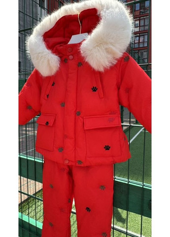 Красный зимний детский зимний костюм (куртка+комбинезон) BabyStyle