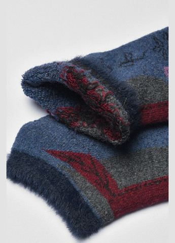 Сині шкарпетки жіночі махрові на верблюжій вовні синього кольору Let's Shop малюнки (308975727)