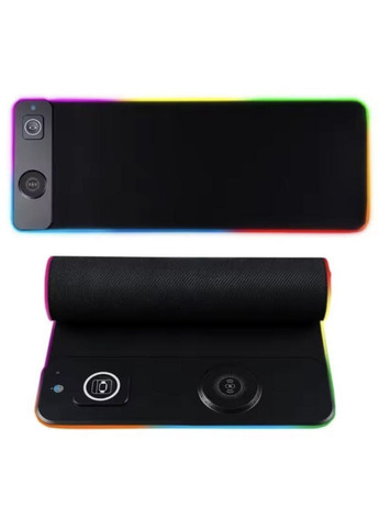 Килимок для миші комп'ютера з бездротовою зарядкою Iphone apple watch airpods підсвічуванням rgb Чорний CHOICE (362207034)