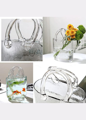 Стеклянная ваза для цветов в форме Сумки 20x11x26 см Bubble Bag, Прозрачная More (299914615)
