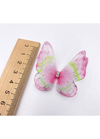 Шифоновий метелик двошаровий зі стразиком 3,5 см - рожева Plus-plus (352745814)