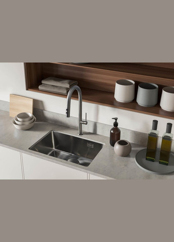 Набір для кухні Olfato сталева мийка ZPO_D10B + міш. BQO_D72M, титан Deante (314927400)