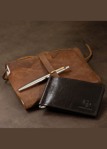 Мужской практичный зажим для денег темно-коричневый 11403 Grande Pelle (329198294)