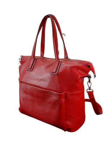 Сумка шкіряна червона 31х28х14 см No Brand (333337807)