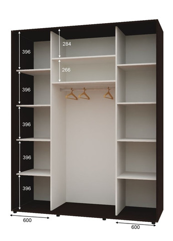 Шафа-купе дводверна 200*60*210 см Венге 2 двері Дзеркало Максі Комфорт Меблі (360441630)