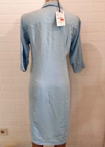 Голубое платье Zara однотонное