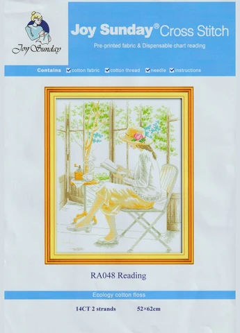 Набір для вишивання за нанесеною на канву схемою "Reading". AIDA 14CT printed 52*62 см Joy Sunday (313613485)